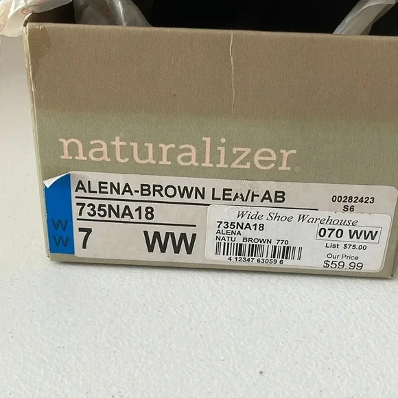 NIB NATURALIZER WOMEN'S ALENA BROWN LEATHER SLINGBACK HEELS Size 7WW NIB - Picture 16 of 16
